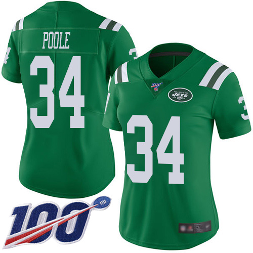 New York Jets Limited Green Women Brian Poole Jersey NFL Football 34 100th Season Rush Vapor Untouchable